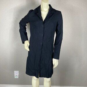 Vintage Express Longline Trench Coat Blazer Jacket Black Sz 5 6